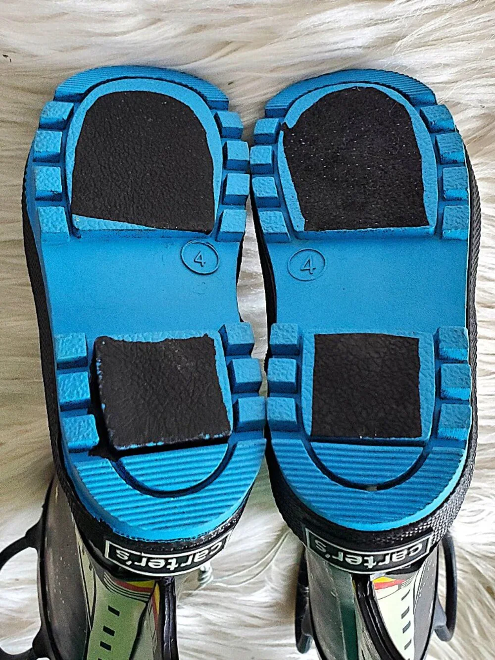 Carter's Kid's Black/Blue 4-D Space Rocket Waterproof Unisex Rain Boots SZ 4